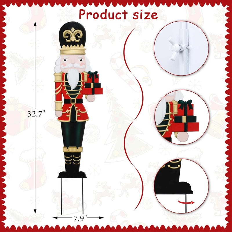 VCUTEKA Christmas Yard Sign Decorations Outdoor Christmas Nutcracker Gifts Yard Signs with Metal Stakes for Xmas Holiday Party Lawn Sign Garden Decor Outdoor Yard Signs - Image 3